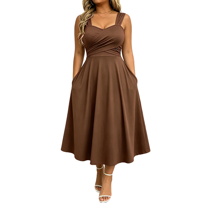 Katjaa - Elegante Vestido Sin Mangas Con Bolsillos