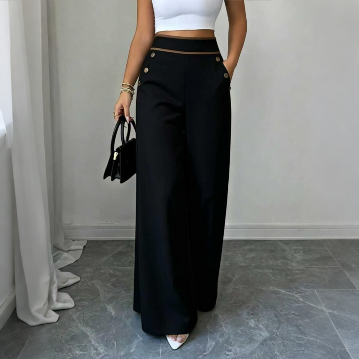 Selvie - Pantalones de Corte Ancho Con Botones Decorativos