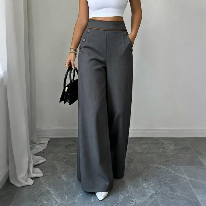 Selvie - Pantalones de Corte Ancho Con Botones Decorativos