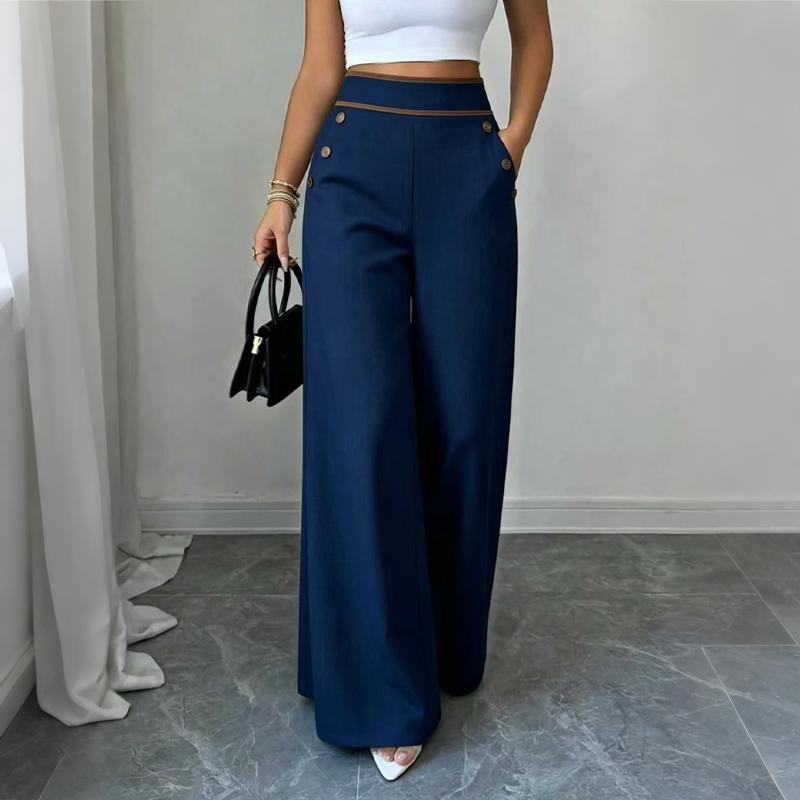 Selvie - Pantalones de Corte Ancho Con Botones Decorativos