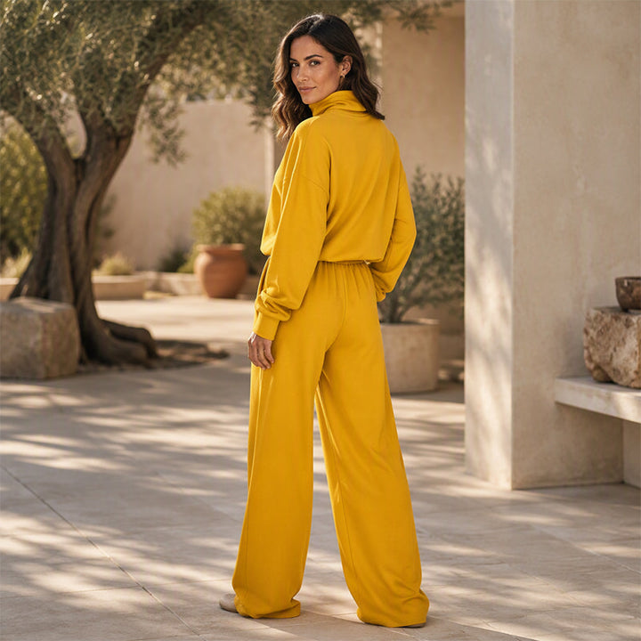 Phylles - Conjunto de Dos Piezas Con Cuello Alto y Pantalones de Pierna Ancha