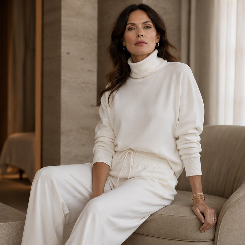 Phylles - Conjunto de Dos Piezas Con Cuello Alto y Pantalones de Pierna Ancha