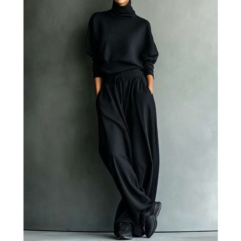Phylles - Conjunto de Dos Piezas Con Cuello Alto y Pantalones de Pierna Ancha