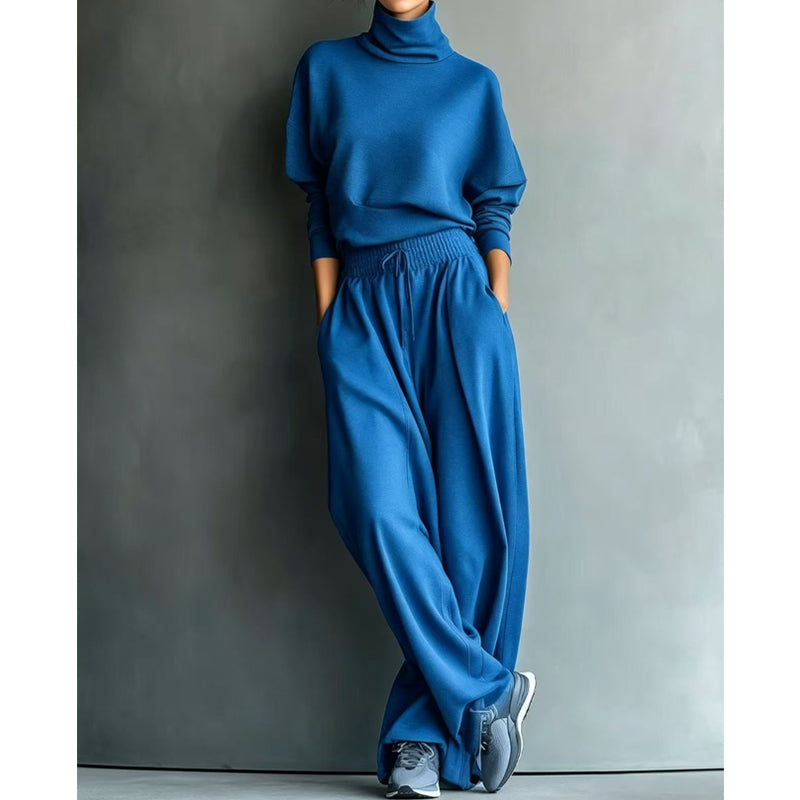 Phylles - Conjunto de Dos Piezas Con Cuello Alto y Pantalones de Pierna Ancha