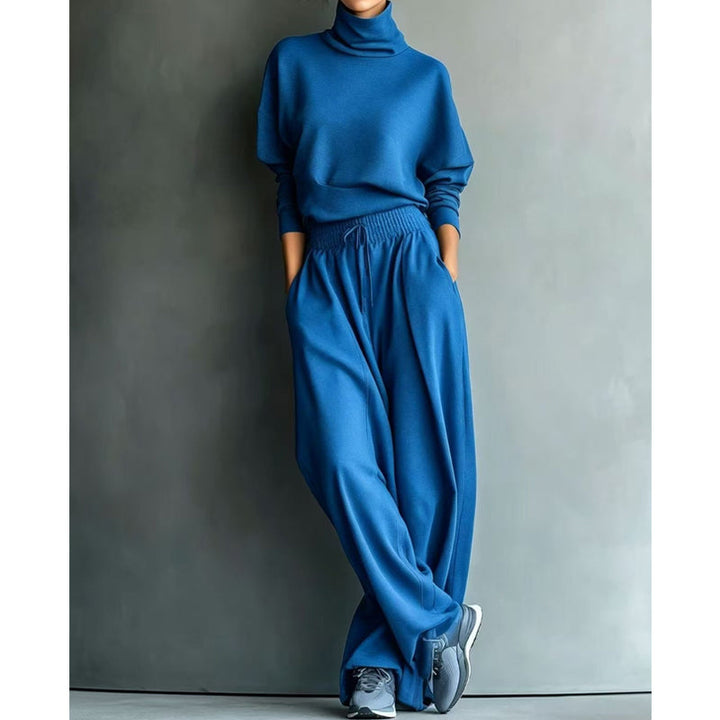 Phylles - Conjunto de Dos Piezas Con Cuello Alto y Pantalones de Pierna Ancha