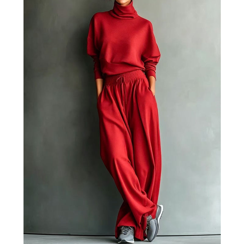 Phylles - Conjunto de Dos Piezas Con Cuello Alto y Pantalones de Pierna Ancha