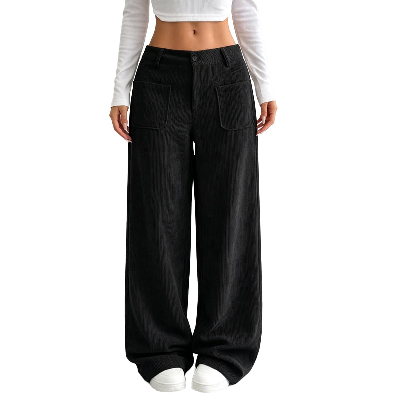Jina - Pantalones De Corte Ancho Con Bolsillos Delanteros