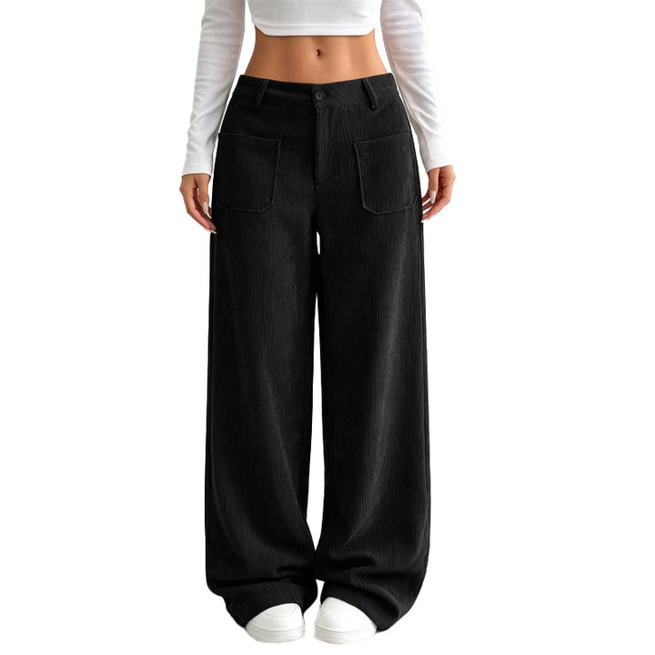 Jina - Pantalones De Corte Ancho Con Bolsillos Delanteros