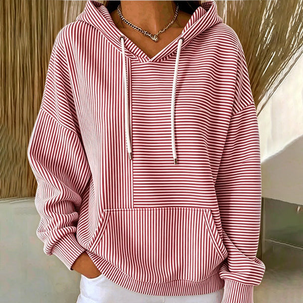 Gilberte - Sudadera con Capucha a Rayas Cordón y Bolsillo Canguro