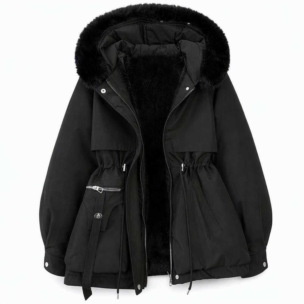 Wenqing - Chaqueta de Invierno Con Capucha de Piel Sintética