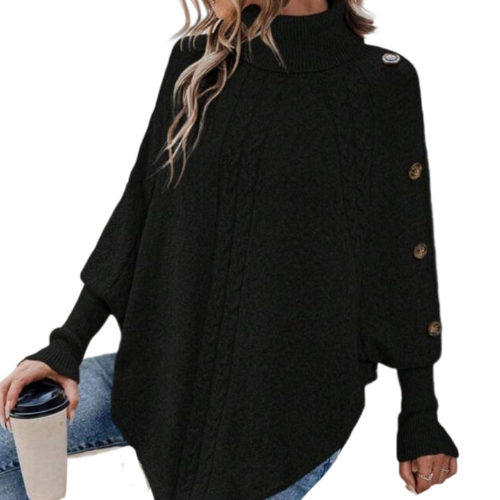 Rylee - Elegante Jersey Tipo Capa Con Cuello Alto Y Bajo Asimétrico