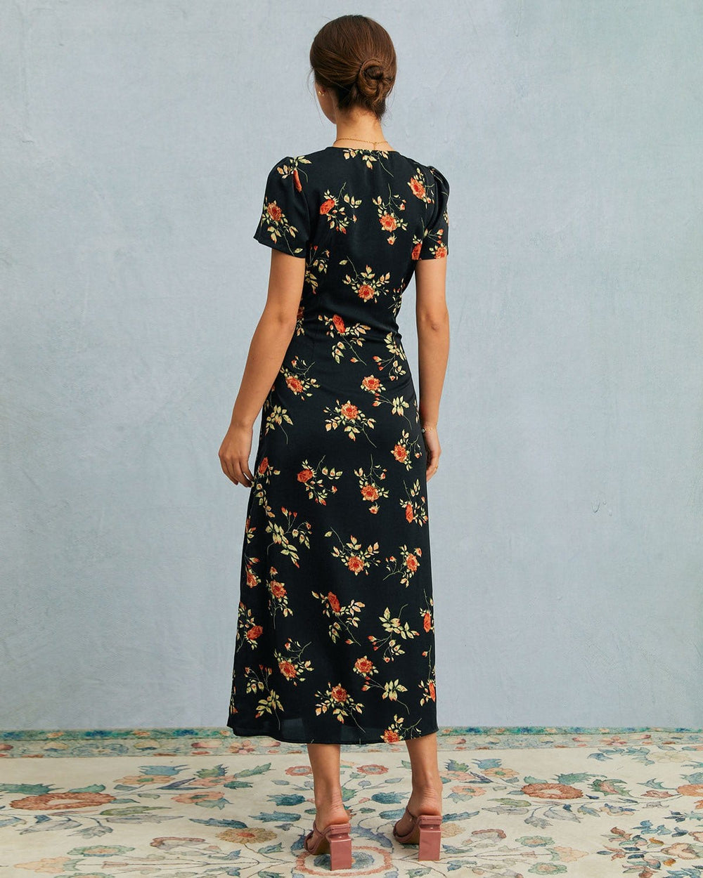 Kambria - Vestido Midi De Manga Corta Con Estampado De Flores