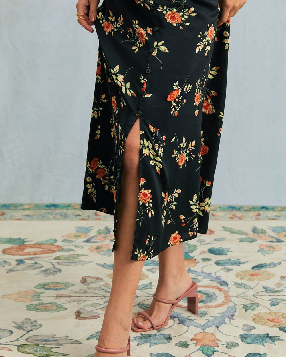 Kambria - Vestido Midi De Manga Corta Con Estampado De Flores