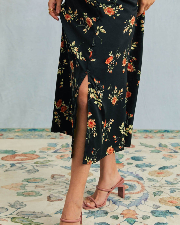 Kambria - Vestido Midi De Manga Corta Con Estampado De Flores