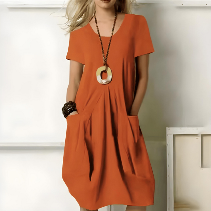Eunate - Elegante Vestido De Algodón Con Control De Abdomen