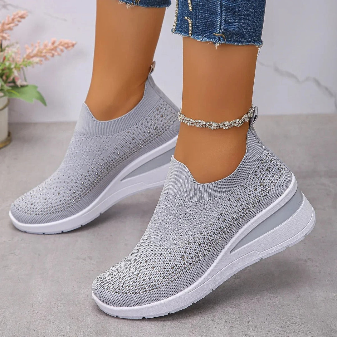 Loretha - Zapatillas Ortopédicas Con Cuña y Malla Cristalina