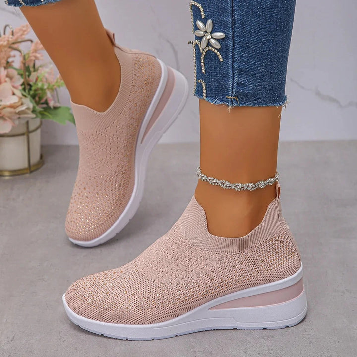 Loretha - Zapatillas Ortopédicas Con Cuña y Malla Cristalina