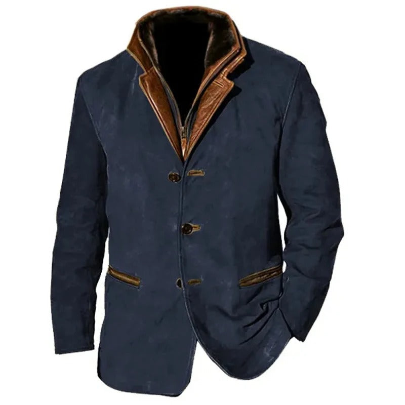 Cesario - Chaqueta Clásica De Cuero Vintage