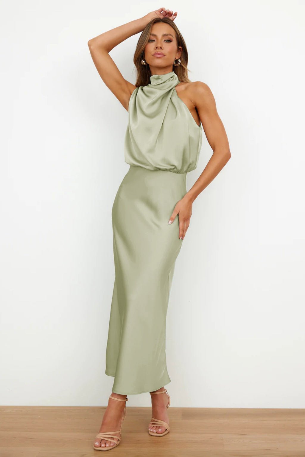 Aukje - Elegante Vestido Largo Sin Mangas De Satén