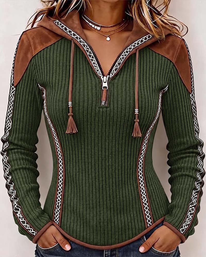 Seniya - Sudadera Con Capucha y Manga Larga Con Cremallera Frontal