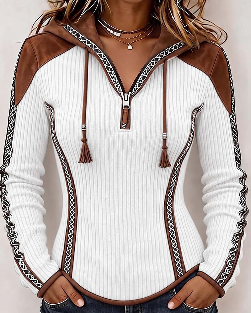 Seniya - Sudadera Con Capucha y Manga Larga Con Cremallera Frontal