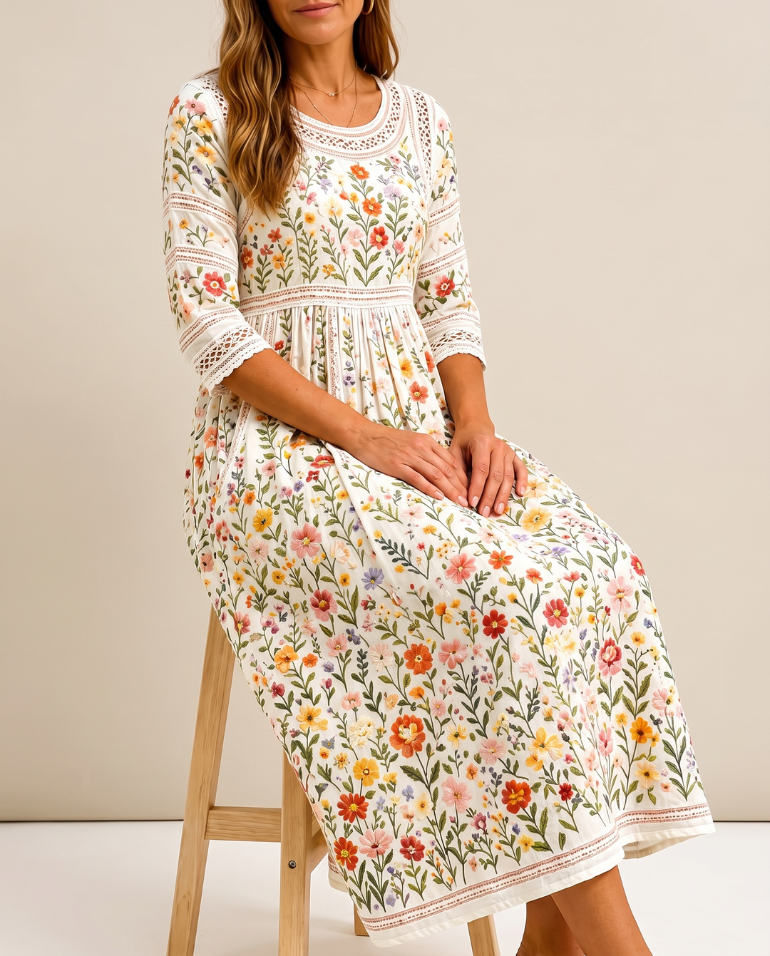 Lejina - Vestido Midi «Colgante Pradera de Flores»»