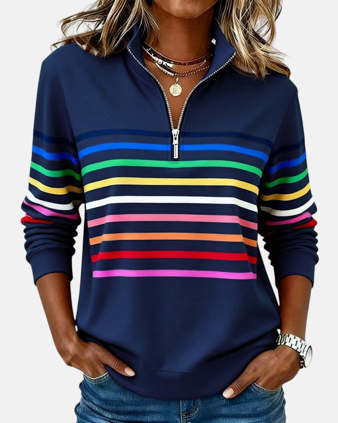 Mourinda - Sudadera a Rayas De Manga Tres Cuartos