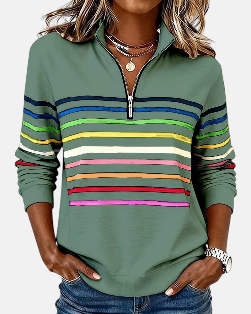 Mourinda - Sudadera a Rayas De Manga Tres Cuartos